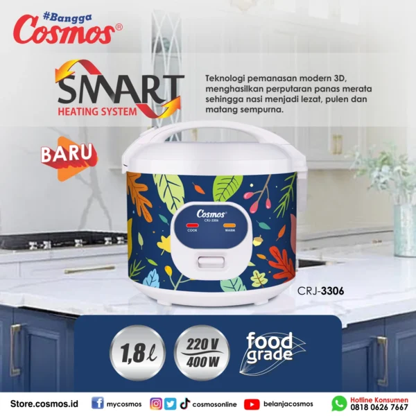 Cosmos Rice Cooker Anti Lengket CRJ-3306 -1.8L