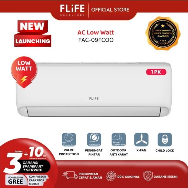 id-11134201-7r98t-ly3netff0x7z67 FLIFE AC Low Watt 1 PK - FAC-09FCOO - Putih (Unit Indoor & Outdoor) 1PK SPLIT
