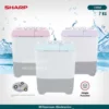 MESIN CUCI SHARP EST 70 MW 7 KG 2 TABUNG 70MW 7KG PURE MAGIC LOW