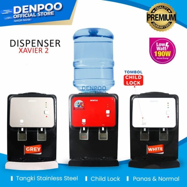 id-11134207-7rasb-m3ukh9e0tt5o45 Dispenser Air DENPOO XAVIER 2 Hot Normal 2 Kran 190 Watt XAVIER2
