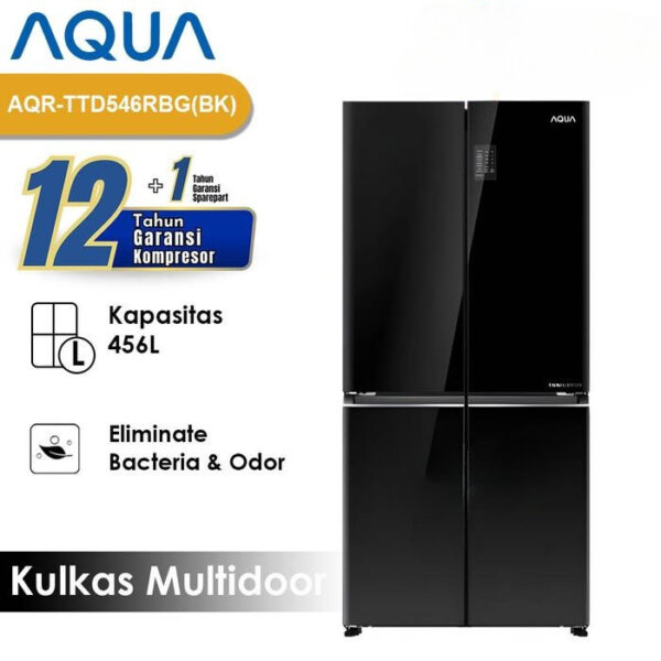 sg-11134201-7rask-ma4ecca3fef73f Kulkas 4 Pintu Aqua 456 Liter AQR-TTD546RBG Black Twin Inverter Garansi Resmi 546RBG Refrigerator Side by Side