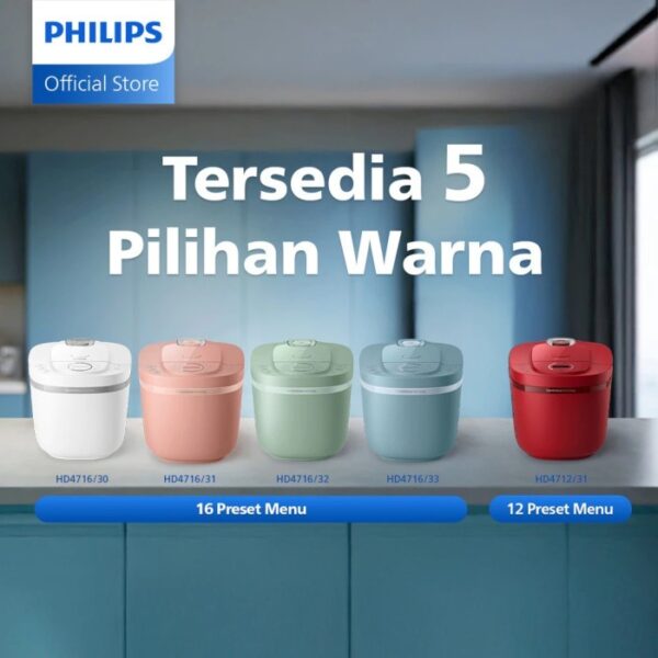 sg-11134201-7rblx-m5w9lrf9ktp4aa Philips Digital Rice Cooker HD4716 HD 4716 1.8L Magic Com Garansi Resmi HD4712 4712
