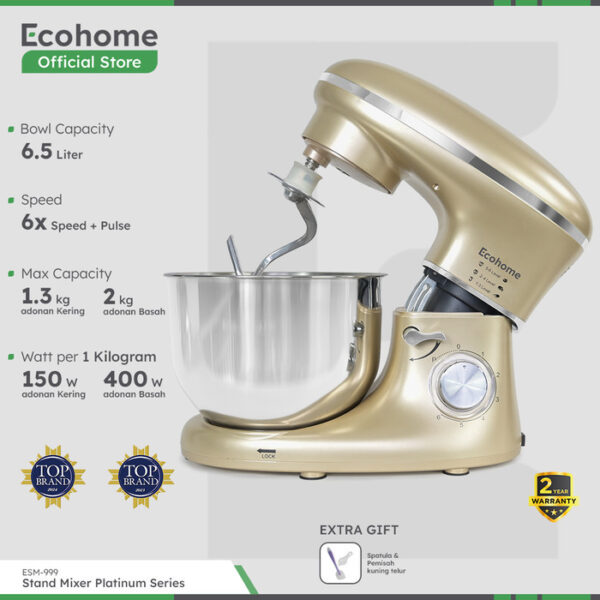 sg-11134201-7rd43-m74tfehnxrbu36 Ecohome Stand Mixer Platinum Series ESM-999 Platinum 6.5L - Platinum - Luxury Gold, Stainless 6.5L