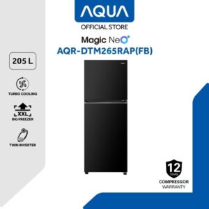 AQUA JAPAN AQR-DTM 265 RAP KULKAS 2 PINTU 205 LITER AQR-DTM265RAP(FB) TWIN INVERTER