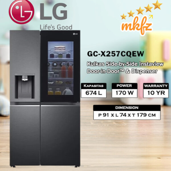 sg-11134201-7reqc-m2vwv8usteqpb0 KULKAS LG INSTAVIEW SIDE BY SIDE TYPE GCX-257CQEW NANO UV DISPENSER GARANSI RESMI Lemari Es Refrigerator