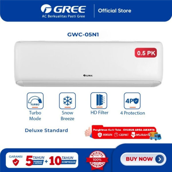 sg-11134201-81zvh-mifsxubiregwe8 REE AC DELUXE STANDARD N1 Series - 0.5PK - GWC-05N1 - KOMPRESSOR BLACK DIAMOND FIN N1A 05N1A GWC- PUTIH (Indoor-Outdoor) 1/2 PK 0.5 1/2PK