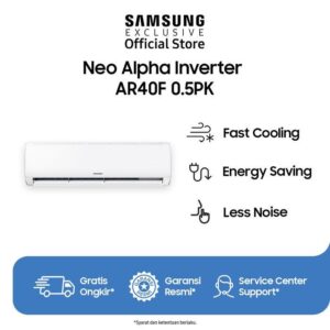 Samsung Neo Alpha Inverter AC 0.5PK AR40F – Air Conditioner untuk Rumah | Fast Cooling, Less Noise & Hemat Energi AC 1/2 PK 1/2PK