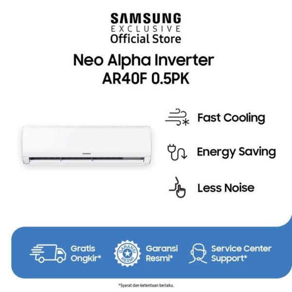 sg-11134201-8260r-mlstaedsnhflf4 Samsung Neo Alpha Inverter AC 0.5PK AR40F – Air Conditioner untuk Rumah | Fast Cooling, Less Noise & Hemat Energi AC 1/2 PK 1/2PK