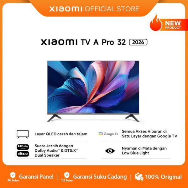 Xiaomi QLED TV A Pro 32 2026 | Layar QLED |  Suara Jernih dengan Dolby Audio & DTS:X Dual Speaker | Nyaman di Mata dengan Low Blue Light | Semua Akses Hiburan di Satu Layar dengan Google TV  | Smart TV [Xiaomi Official Store] - TV A 32 Pro 2025