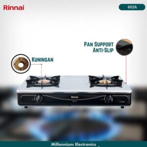 Rinnai Kompor Gas 2 Tungku Stainless RI 602A