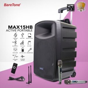 Baretone Speaker Portable MAX15HB Aktif Active Free 2 Mic Wireless Max 15 HB 15HB